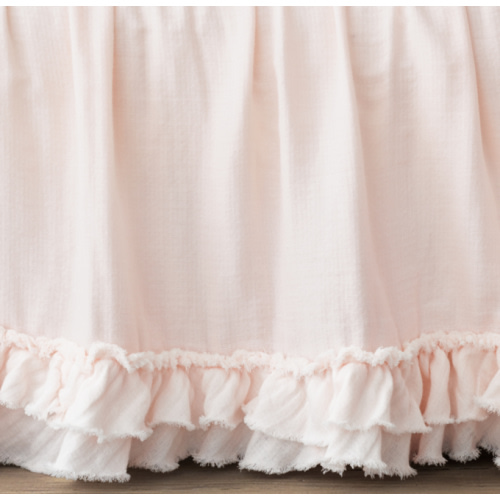 Ruffled Washed Cotton Gauze Crib Skirt