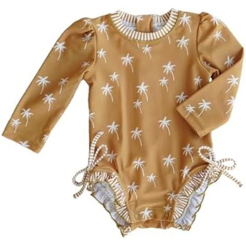 Caden Lane Long Sleeve Rash Guard, UPF 50+, Quick-Drying, Sun & Chlorine Resistant Beachwear for Infants, Toddlers and Kids