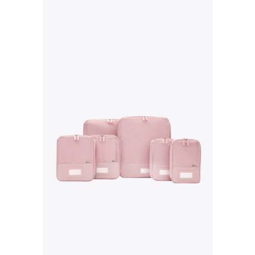 BÉIS 'The Compression Packing Cubes 6 pc' in Atlas Pink - 6 Piece Set Of Packing Compression Bags For Travel