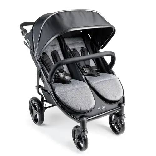 Gaggle by Foundations Roadster Duo Side by Side Double Stroller | Lightweight Compact Double Stroller for Toddlers | Easy to Fold & Maneuver | Amusement Park Approved | Black