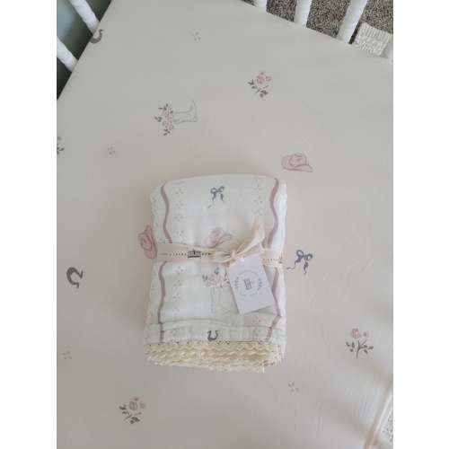 Vintage Country-Cowgirl Blanket and Crib Sheet SET