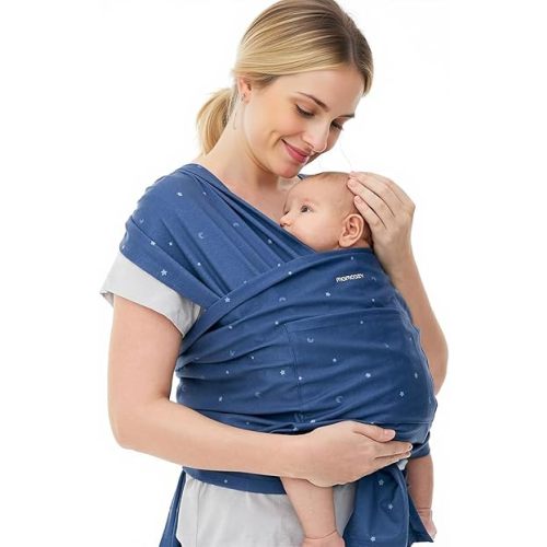 Momcozy Baby Wrap Carrier, Ergonomic Infant Slings for Newborn to Toddler 8-35 lbs, Adjustable Baby Wrap for Adult Fits Sizes XXS-XXL, Easy to Wear Baby Carriers, Starry Sky