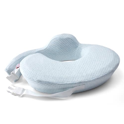 QSTEHEML Nursing Pillow for Breastfeeding - Adjustable Breastfeeding Pillows for Women with More Support & Removable Cover, Baby Feeding Pillow for Newborn Moms and Baby Essentials, Blue Stripes
