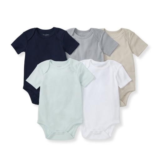 Solid Organic Cotton Short Sleeve Baby Bodysuits 5 Pack Midnight