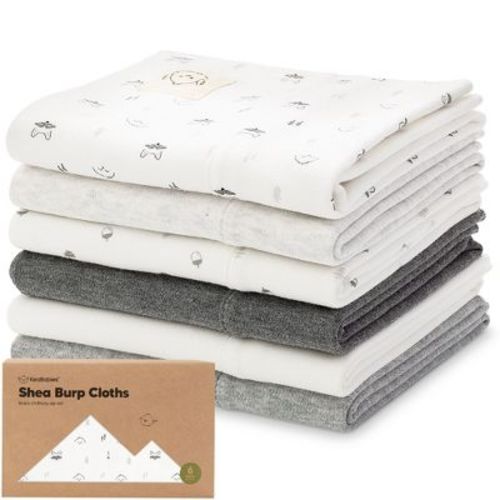 6pk Shea Baby Burp Cloths For Baby Boys And Girls, Organic Burping Cloths For Babies, Newborn (embrace)