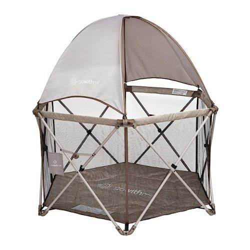 Baby Delight Go with Me Eclipse Deluxe Portable Playard | Playpen | Sun Canopy | Indoor and Outdoor | Ultra Padded Nylon Floor | Sandstone