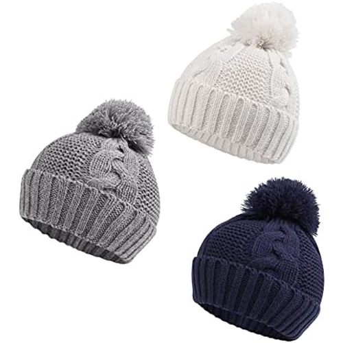 Zsedrut Baby Winter Beanie for Girls Boys Infant Toddler Warm Knit Twist Hat with Pompom