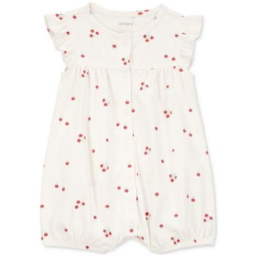 Baby Girls Tomato-Print Snap-Up Cotton Romper