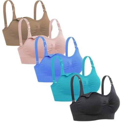Lataly Womens Seamless Nursing Bra Sleeping Maternity Bralette for Breastfeeding Pack of 3