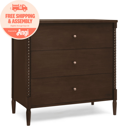 Delta Children Lily 3 Drawer Dresser with Interlocking Drawers, Walnut Espresso