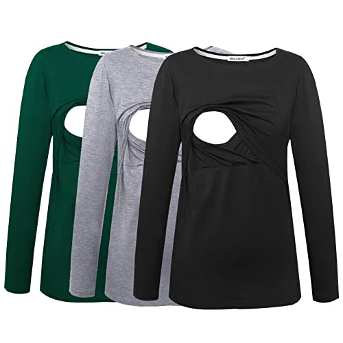 Smallshow Women's Maternity Nursing Tops Comfy Long Sleeve Breastfeeding T-Shirt