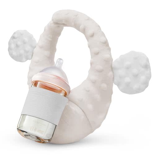 FIKETLXU Baby Bottle Holder,Bottle Holder for Baby self Feeding,Baby Bottle Holder Hands frees,Twin Baby Feeding Pillow,Bottle Propper for Baby,Portable Support Pillow for Newborns(Yellowish)