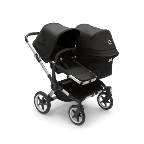 Bugaboo Donkey 5 Duo bassinet and seat stroller aluminium base, midnight black fabrics, midnight black sun canopy