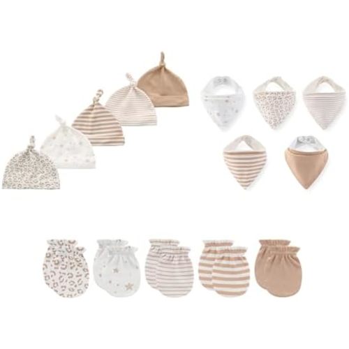 15 Pack Unisex New Born Boy Girls Hats Mittens Sets Cotton Soft Infant Accessory 0-6 Months Baby Essentials