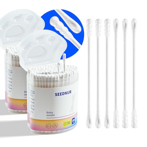 Baby Cotton Swabs Paper Sticks Cotton Buds for Newborn,Kids 100% Organic Cotton Qtips Cotton Swabs 400 Count for Baby Ear Nose Clean