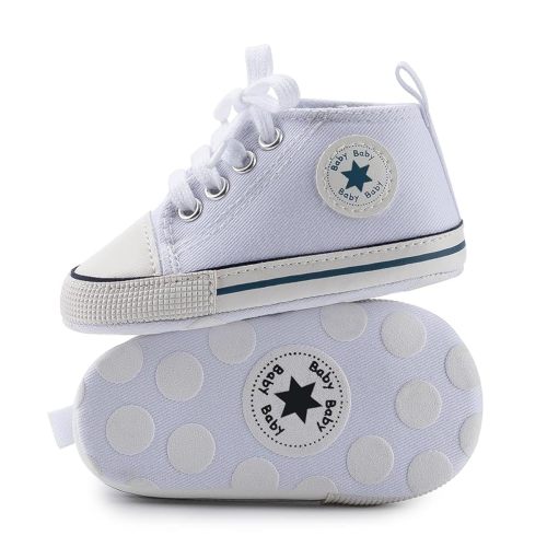 Meckior Baby Girls Boys Canvas Sneakers Soft Sole High-Top Ankle Infant First Walkers Crib Shoes