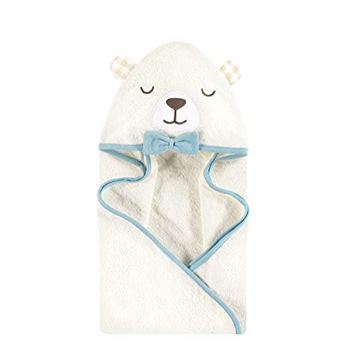 Hudson Baby Unisex Baby Cotton Animal Face Hooded Towel, Gingham Bear Boy, One Size