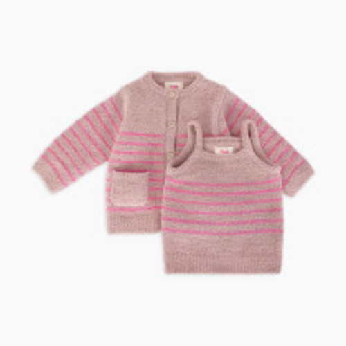 7AM Enfant Camisole and Cardigan - Ash Rose, Vivid Pink, 9-12 M