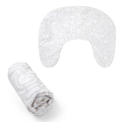 Boppy Nursing Pillow Cover - Soft, Hypoallergenic Washable Microfiber Bottle & Breastfeeding Pillow Covers (Redesigned Feeding Pillow Sold Separately) - Cream Retro Squiggles