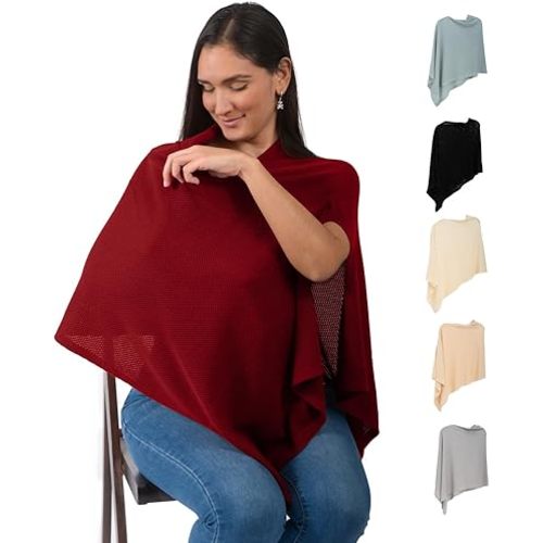 Nursing Cover Up for Breastfeeding - Privacy Nursing Covers - Breathable - Ponchy Newborn Essentials Must Haves - Cardinal