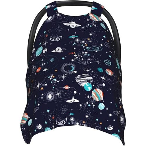 Baby Car Seat Cover for Baby, Nursing Cover for Mom, Cute Baby Stuff for Boys Girls (Space)