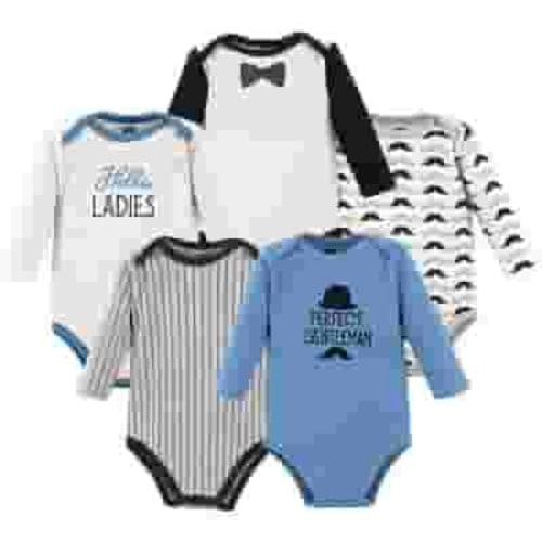 Hudson Baby Cotton Long-Sleeve Bodysuits, 5-Pack, Newborn- 24 Months