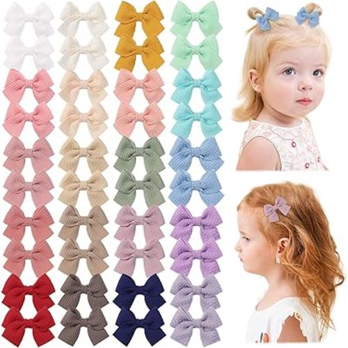 Jollybows 40pcs Baby Hair Clips for Girls Bows 2" Mini Alligator Clip Toddler Pigtail Bow for Fine Hair