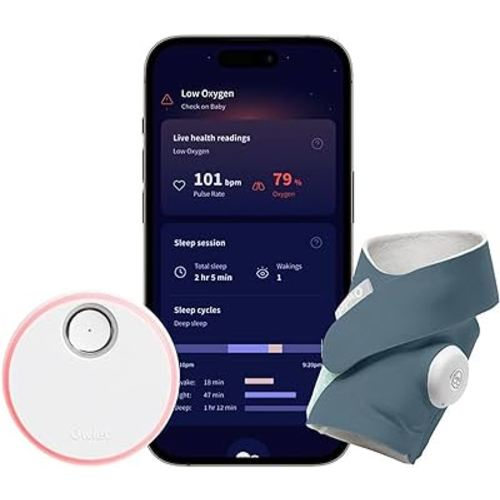 Owlet Dream Sock® - FDA-Cleared Smart Baby Monitor - Track Live Pulse (Heart) Rate, Oxygen In Infants - Receive Notifications - Bedtime Blue