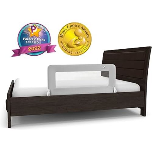 ComfyBumpy Bed Rail for Toddlers | Bed Rails for Kids, Twin, Full, Queen & King Size Bed - Adjustable Toddler Bed Rail Guard - Swing Down Baby Bed Side Rail - Gray, Regular (35.5" x 19.5"), Pack of 1