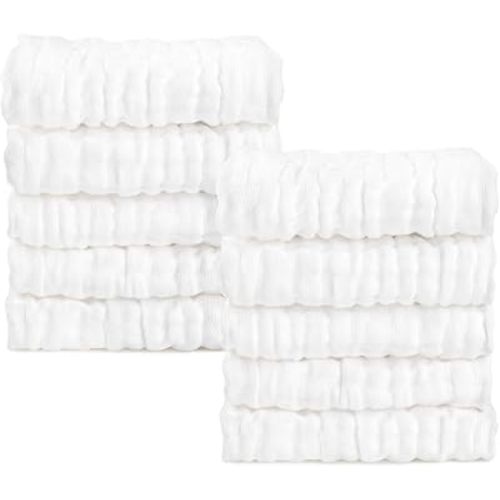 AIDEA Baby Muslin Washcloths White-10PK