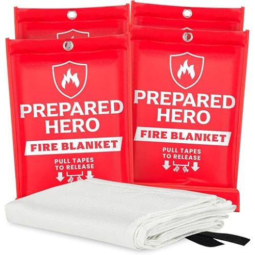 Prepared Hero Emergency Fire Blanket - 4 Pack