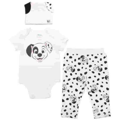 Disney Classics Patch Bodysuit, Pants and Hat 3 Piece Outfit Set Newborn to Infant