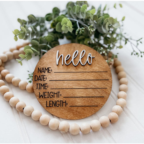 Hello Stat Disc |Birth Announcement Disc | Baby Announcement | New Baby Sign | Baby Photo Prop|New Mom Gift |Baby Shower Gift |Gender Reveal