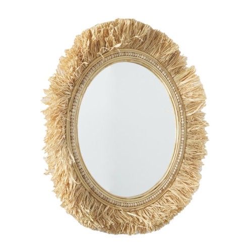 Novogratz Seagrass Light Brown Wall Mirror with Fringe Detailing & Reviews | Wayfair