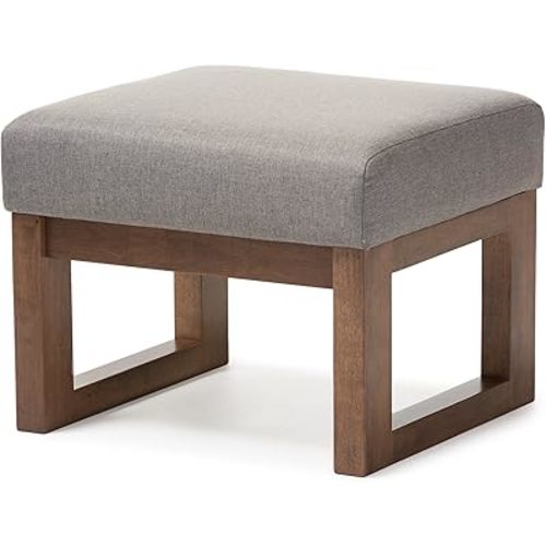Baxton Studio Yashiya Mid Century Retro Modern Fabric Upholstered Ottoman Stool, Grey