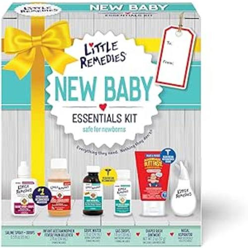 Little Remedies, New Baby Essentials Kit, 6 Newborn Essentials, Saline Nasal Spray, Gas Relief Drops, Gripe Water, Fever Reliever, & Diaper Ointment