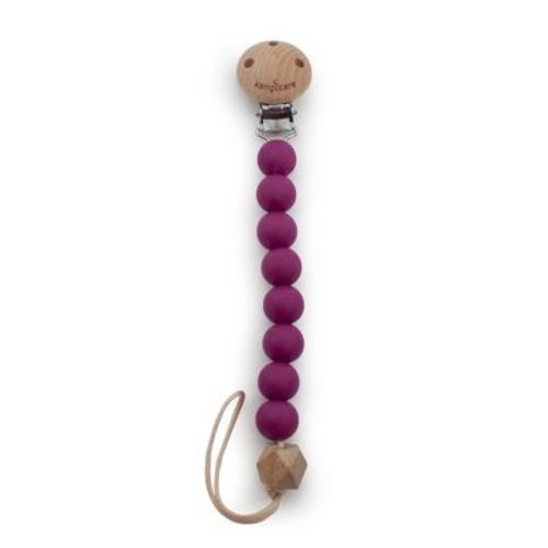 Kanga Care Silicone & Wood Paci Clip :: Boysenberry Plum