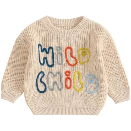 Lesimsam Infant Toddler Baby Boy Girl Sweater Long Sleeve Embroidery Knit Sweater Pullover Sweatshirt Top Fall Winter Clothes