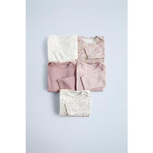 FIVE PACK OF FLORAL BODYSUITS - Pink / Mauve