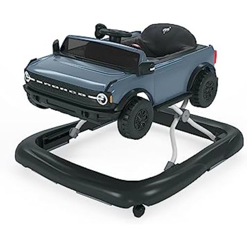 Bright Starts Ford Bronco 4-in-1 Blue Grey Baby Activity Center & Push Walker with Removable Interactive Steering Wheel -Toy, 6 Months and up