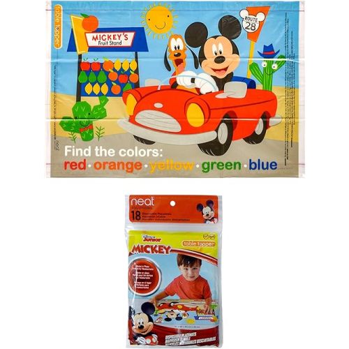 Disney Mickey Mouse Table Topper Disposable Stick-on Placemats in Reusable Package, 12" x 18", 18 Count