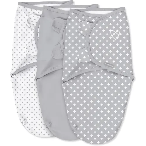 SwaddleMe by Ingenuity Original Swaddle, 100% Cotton, Improves Sleep & Calms Startle Reflex, 0-3 Months, 3-Pack - Criss Cross Polka Dot