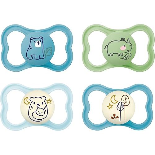 MAM Air Day & Night Baby Pacifier, for Sensitive Skin, Glows in The Dark, 16+ Months, Baby Boy, 4 Count