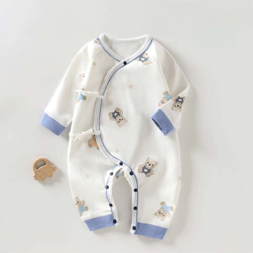 100% Cotton Long Sleeve Kimono Romper - Jeans Bear – Organic Cotton Clubs