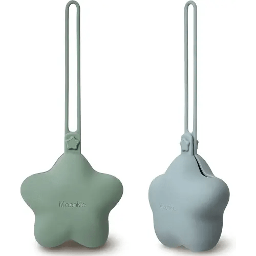 Moonkie Silicone Pacifier Holder Case, Cute Portable Pacifier Storage Case, 2 Pack
