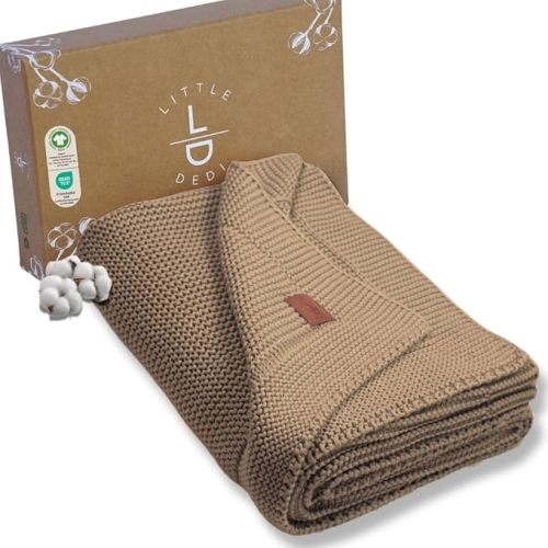 100% Organic Cotton Baby Knitted Blanket - Mocha Meringue