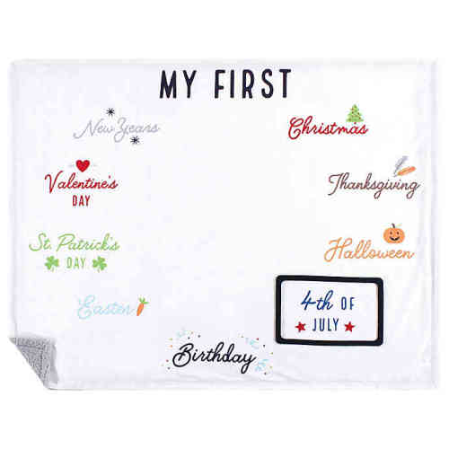 Hudson Baby® First Holiday Milestone Plush Blanket in White