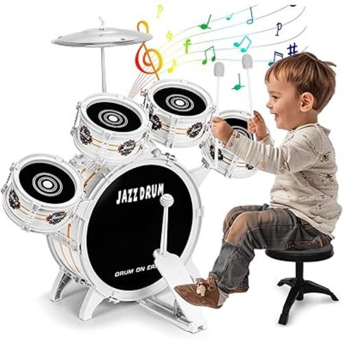 Kids Drum Set for Toddlers 1-3 - Musical Toy Drums Set for Kids - 5 Drums Musical Instruments Toys for 3 4 Year Old Brithday Ages 3-5
