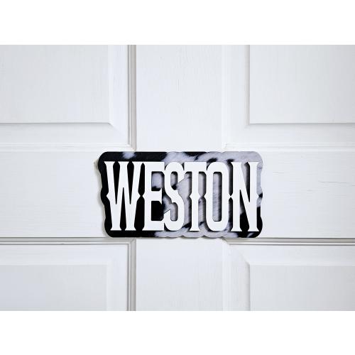 Western Themed Sign, Western Door Name Sign, Western Nursery Decor, Faux Cowhide Name Sign, Cowhide Child Name Sign, Rodeo Kids Sign