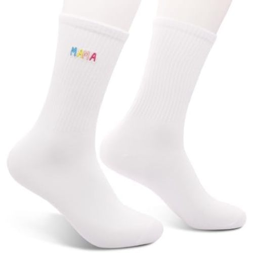 Mom Socks - White Crew Socks for Mom